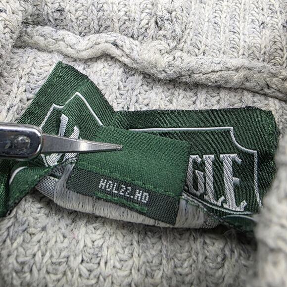 American Eagle Sweater Womens Medium Gray Speckled Knit Hoodie Ribbed Pullover - Picture 14 of 16